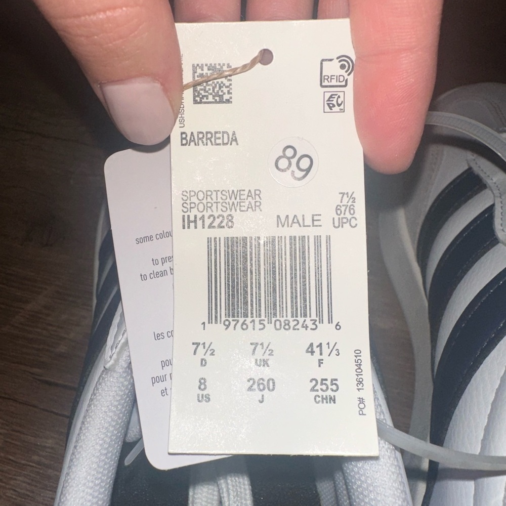 Adidas White and Navy Sneakers with Red Accent - Picture 7 of 7